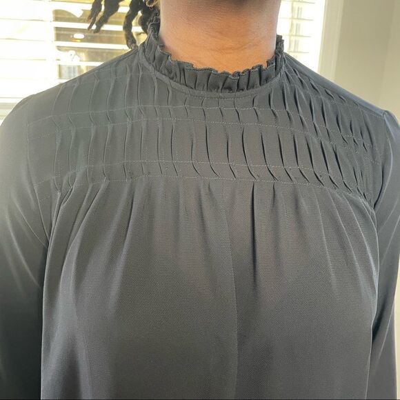 2/$20 Van Heusen Vintage High Neck Semi Sheer Smocked Blouse Size S - Picture 3 of 14